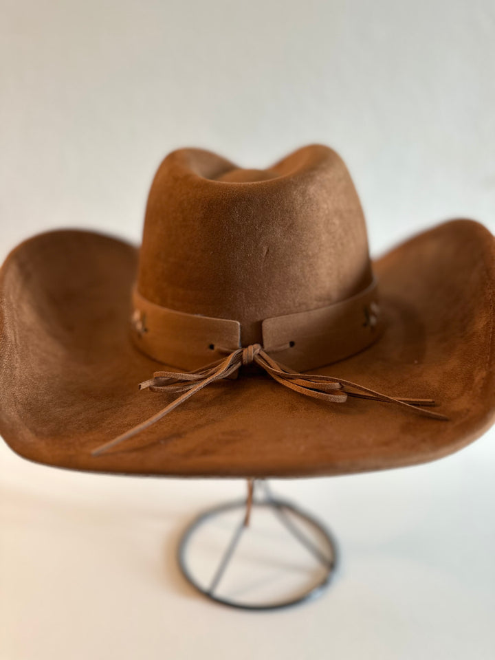 Tan Floral Print  Embroidered Cowboy Hat
