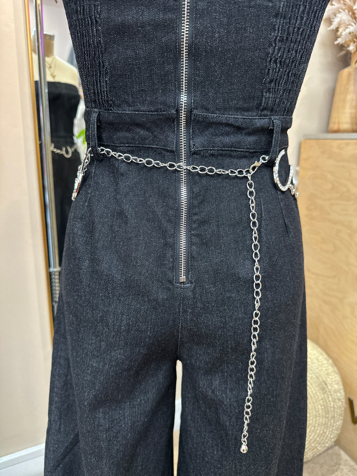 Rhinestone Horseshoe Charm Chain Belt