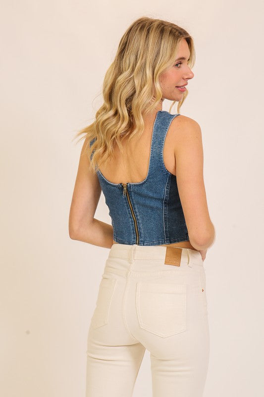 Denim Sweetheart Corset Top