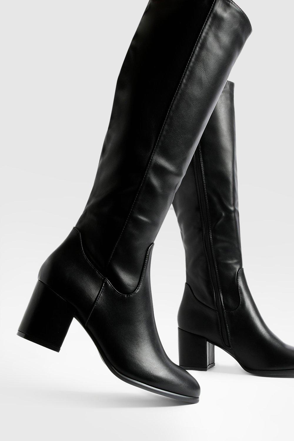 Nicole Black Chunky Heel Knee High Boot