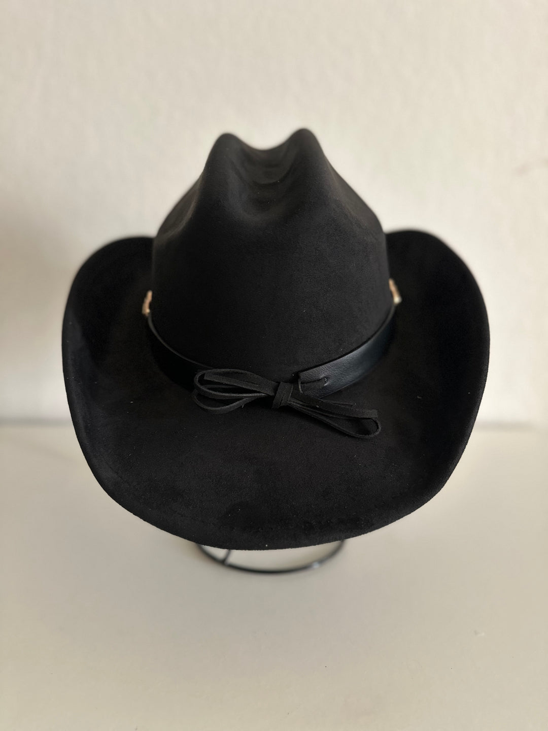 Black Cowboy Hat with Braided and Studded Detail