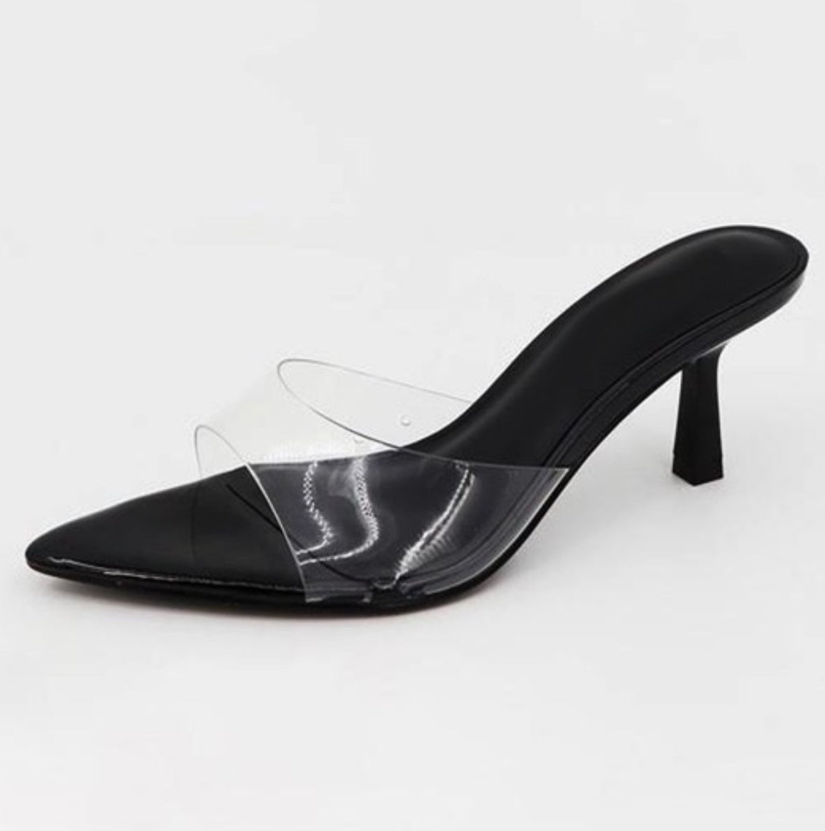 Clear black pointy heels online