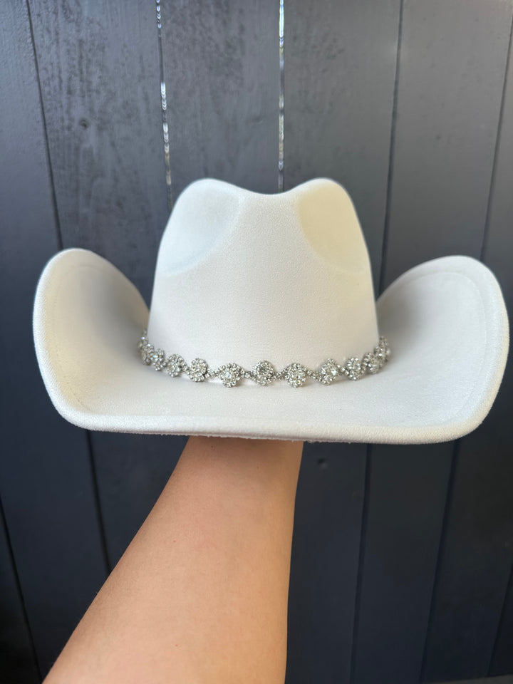 Ivory  Rhinestone Band Cowboy Hat