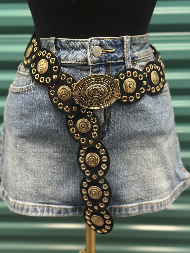 Western Disc Belt Black and Gold