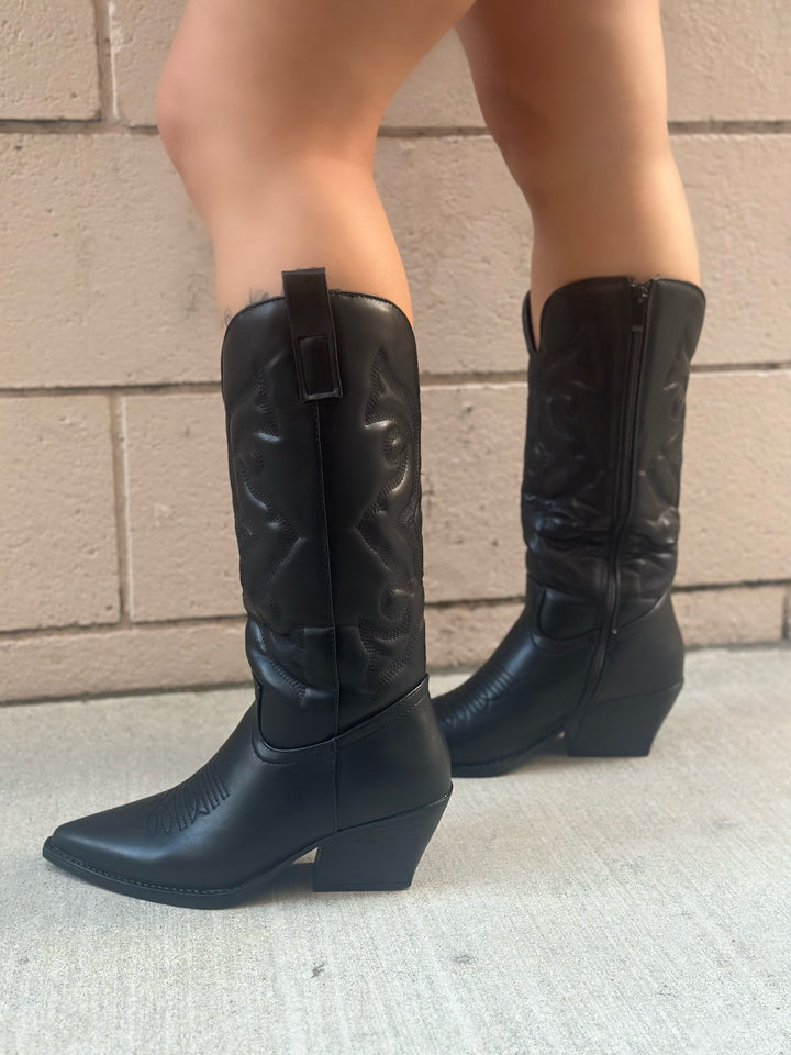 Black Western Cowboy Boots-Aubrey