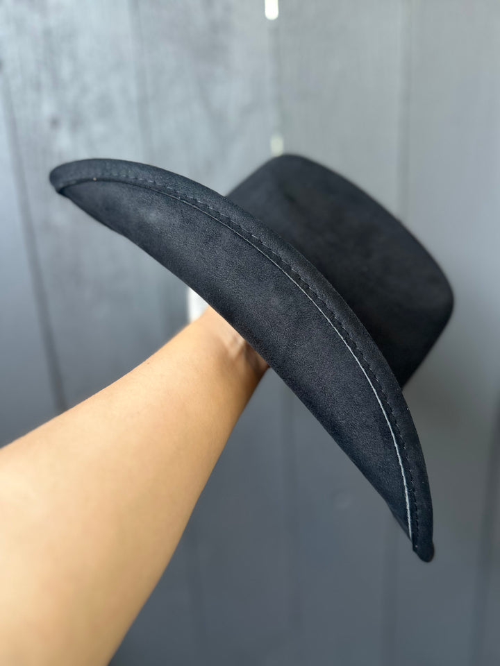 Black Rhinestone Pave Heart Cowgirl Hat
