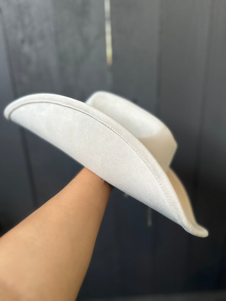Ivory Cowgirl Hat with Turquoise Aztec Concho Detail