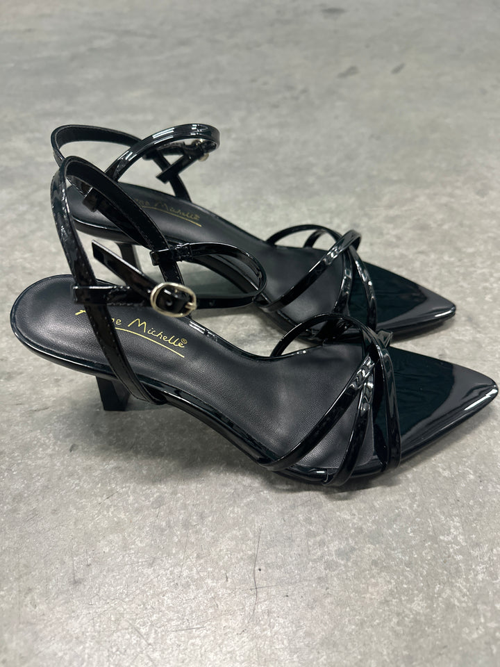 Patent Black Kitten Heel Mule- Susan