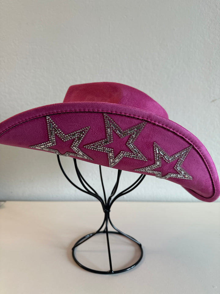 Fuchsia Star-Embellished Cowboy Hat