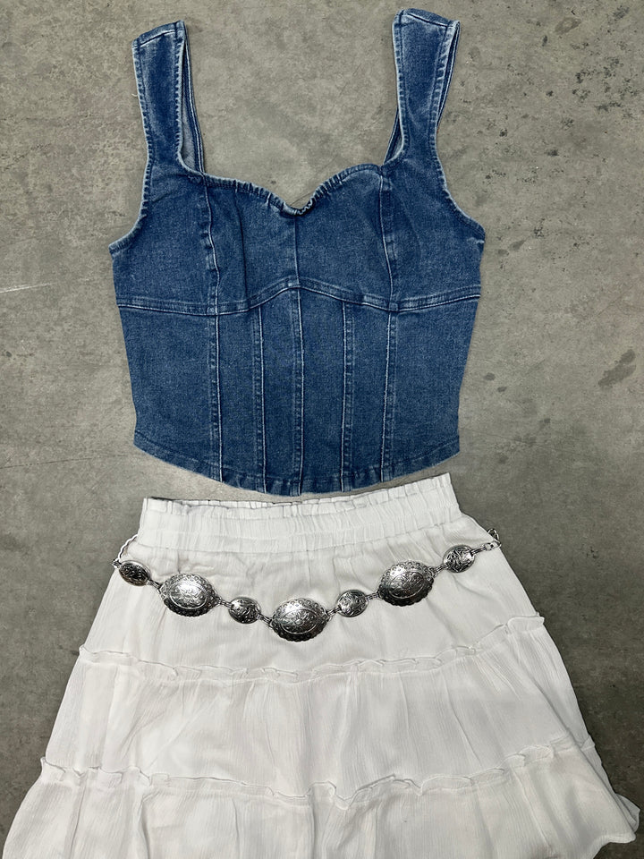 Denim Sweetheart Corset Top