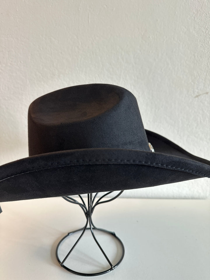 Black Cowboy Hat with Heart Accents
