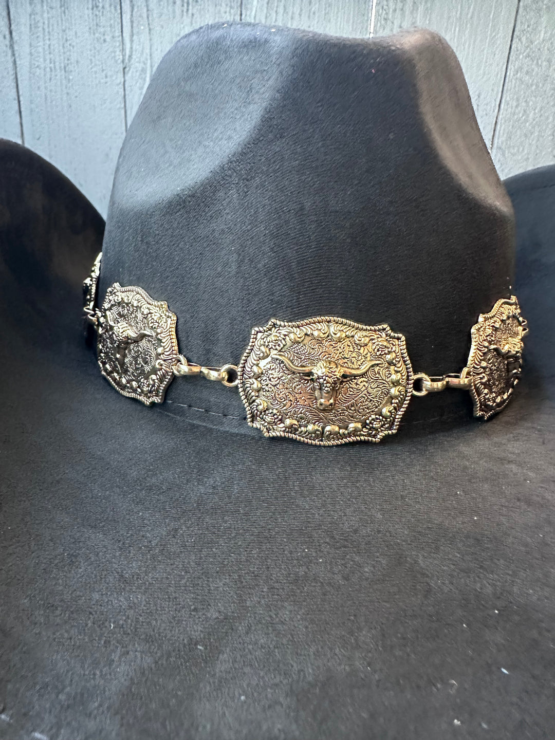 Black Western Cowgirl Hat with Longhorn Concho Band