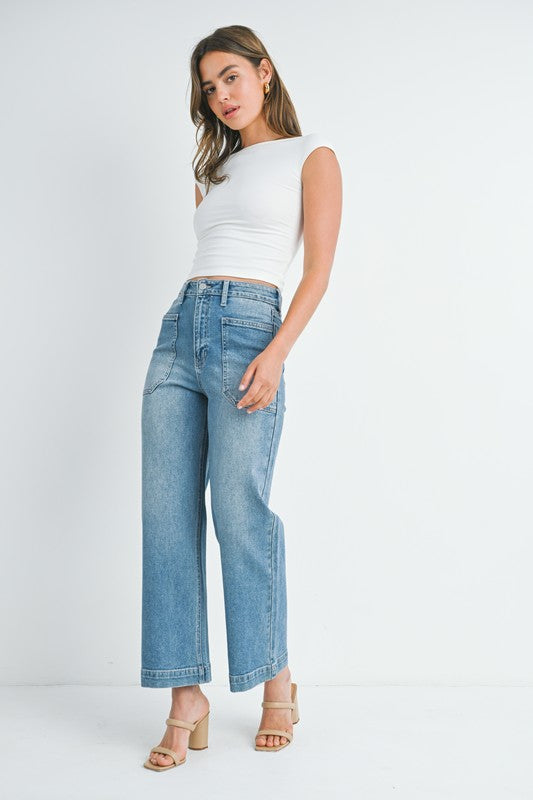 Mid Denim Utility Pants
