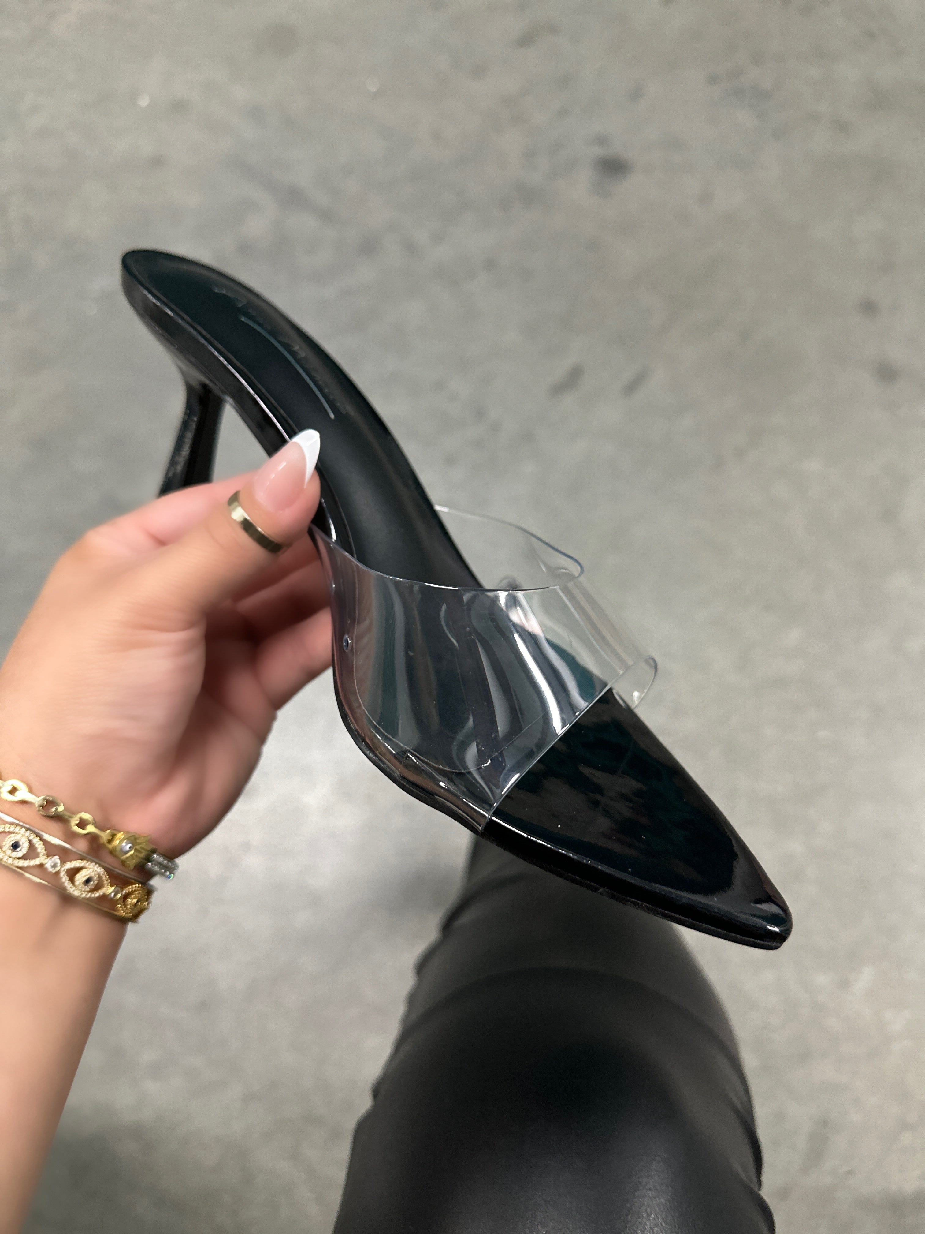 Clear black pointy heels online