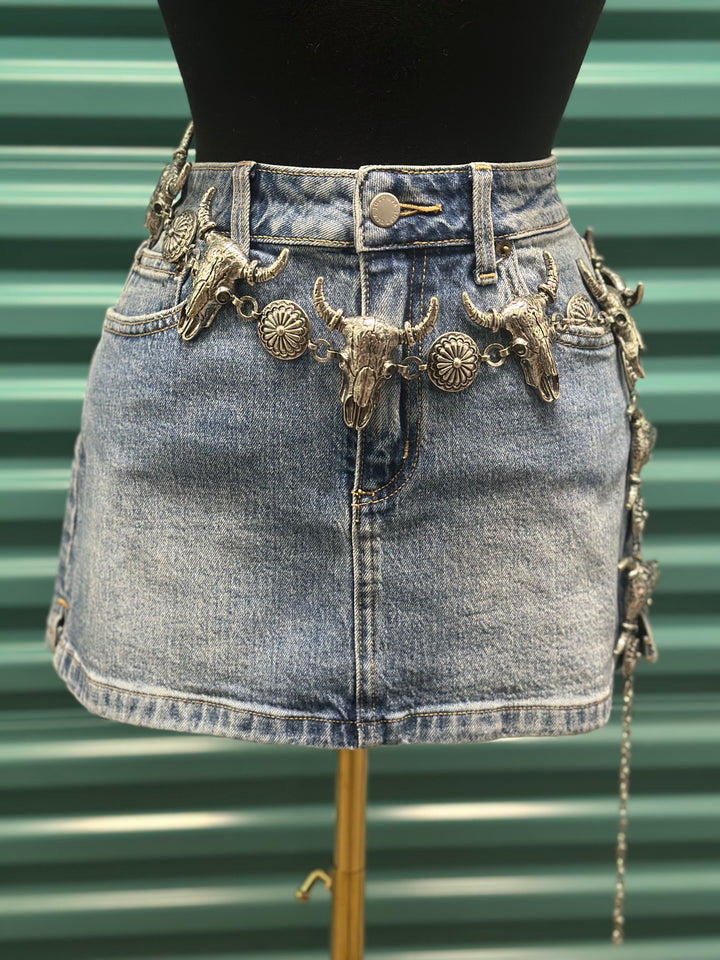 Heavy Metal Silver Longhorn Concho Belt