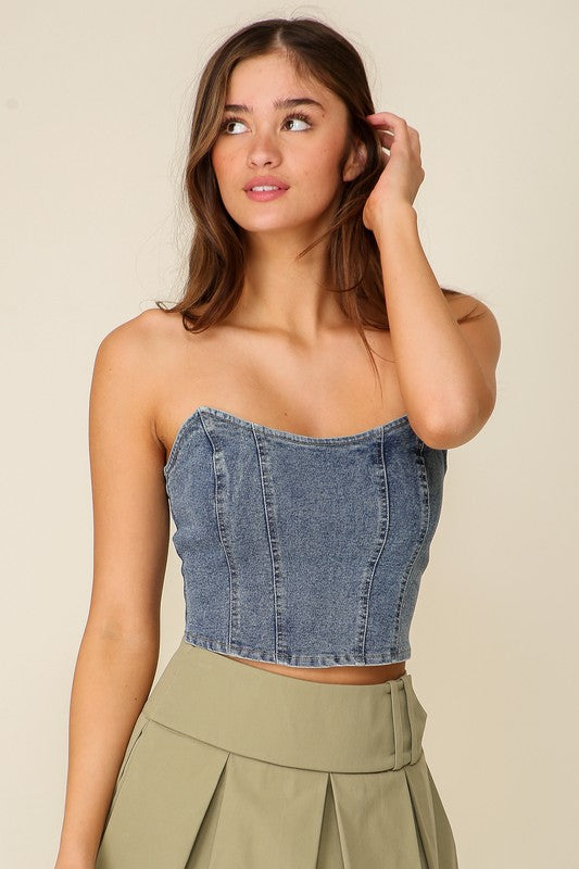 Strapless Denim Corset Top