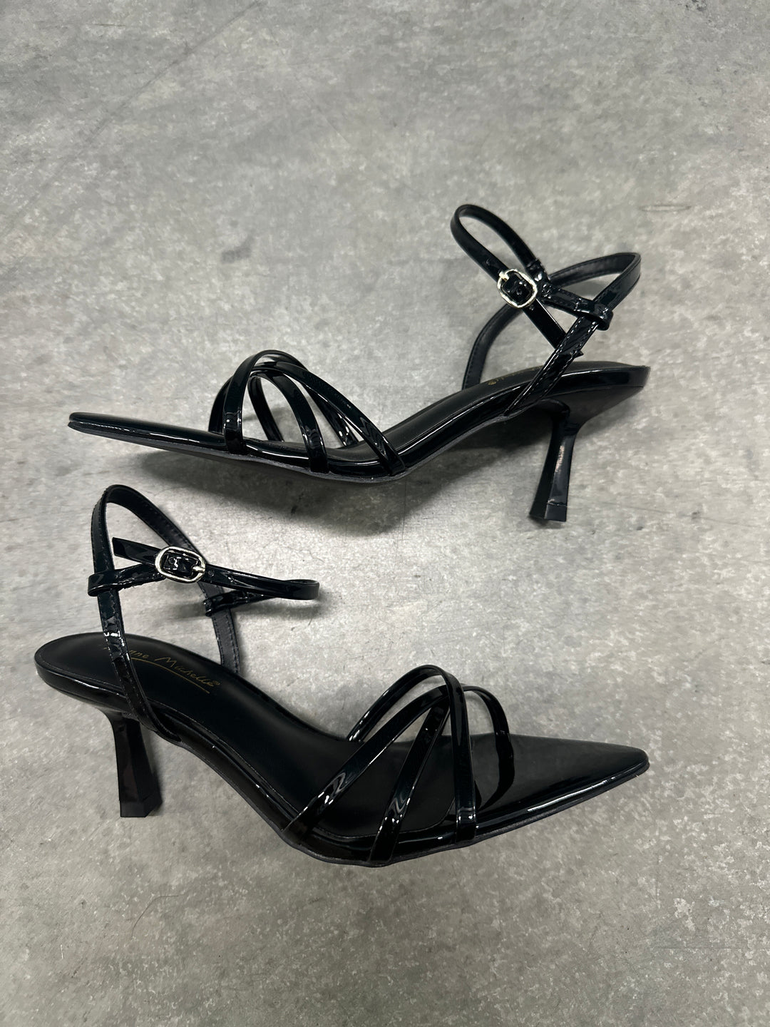 Patent Black Kitten Heel Mule- Susan
