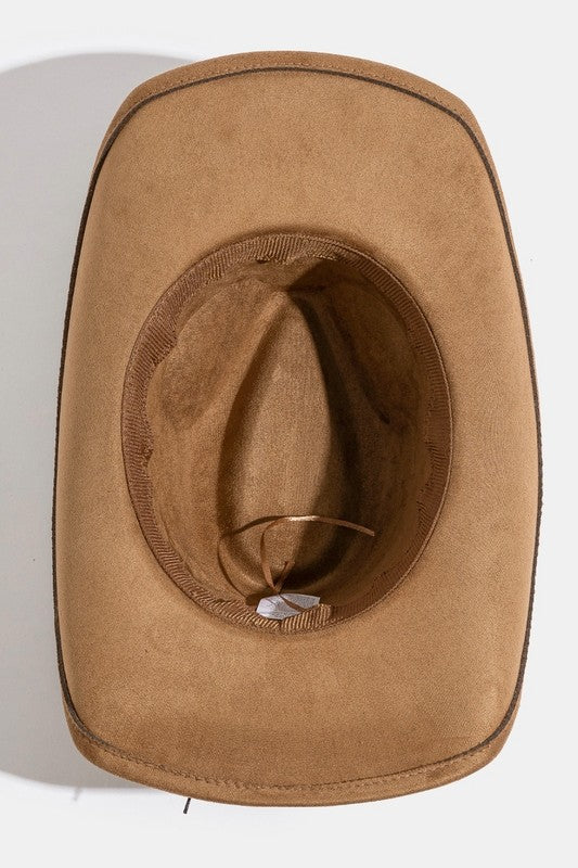 Tan Western Cowboy Hat with Bull Emblem