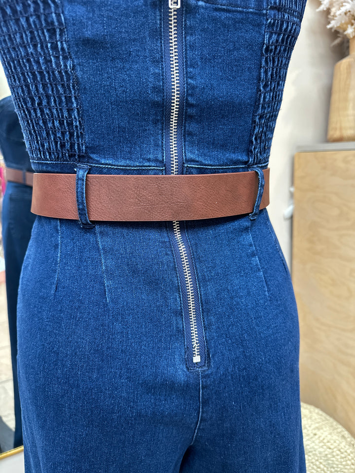Western Brown Faux Leather Belt with Longhorn Buckle