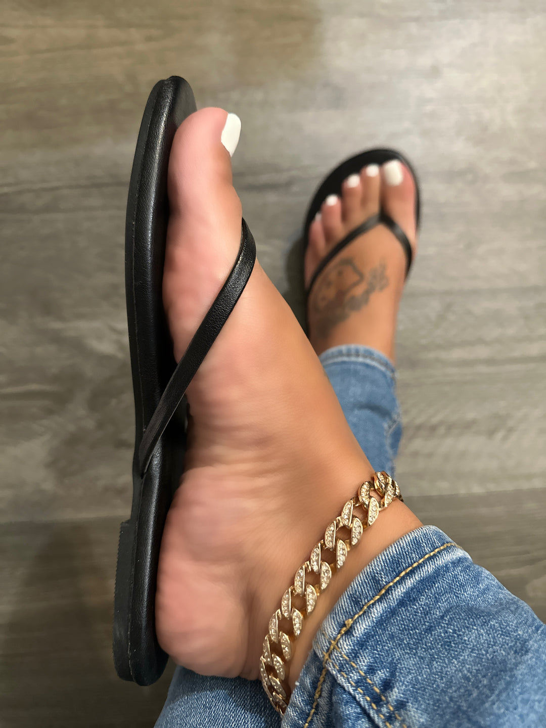 Minimalist Black Flip Flop Thong Sandals- Iris