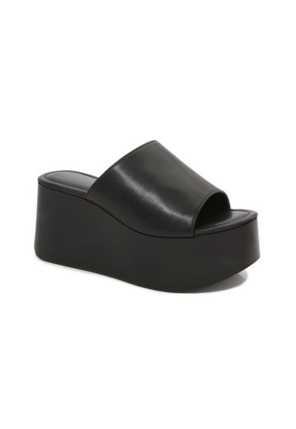 Black Platform Mule Sandals- Nelly