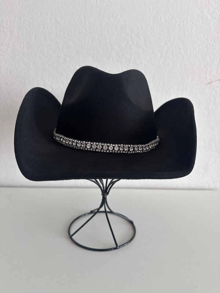 Black Cowboy Hat with Rhinestone Band