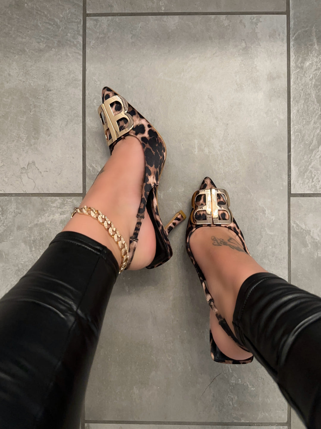 Pointed Toe Leopard Print Slingback Heels- Savanna