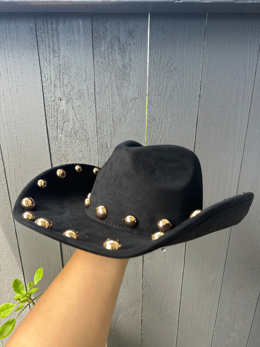 Black and Gold Studded Cowgirl Hat