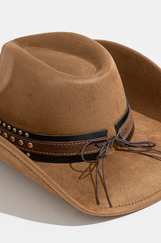 Tan Western Cowboy Hat with Bull Emblem