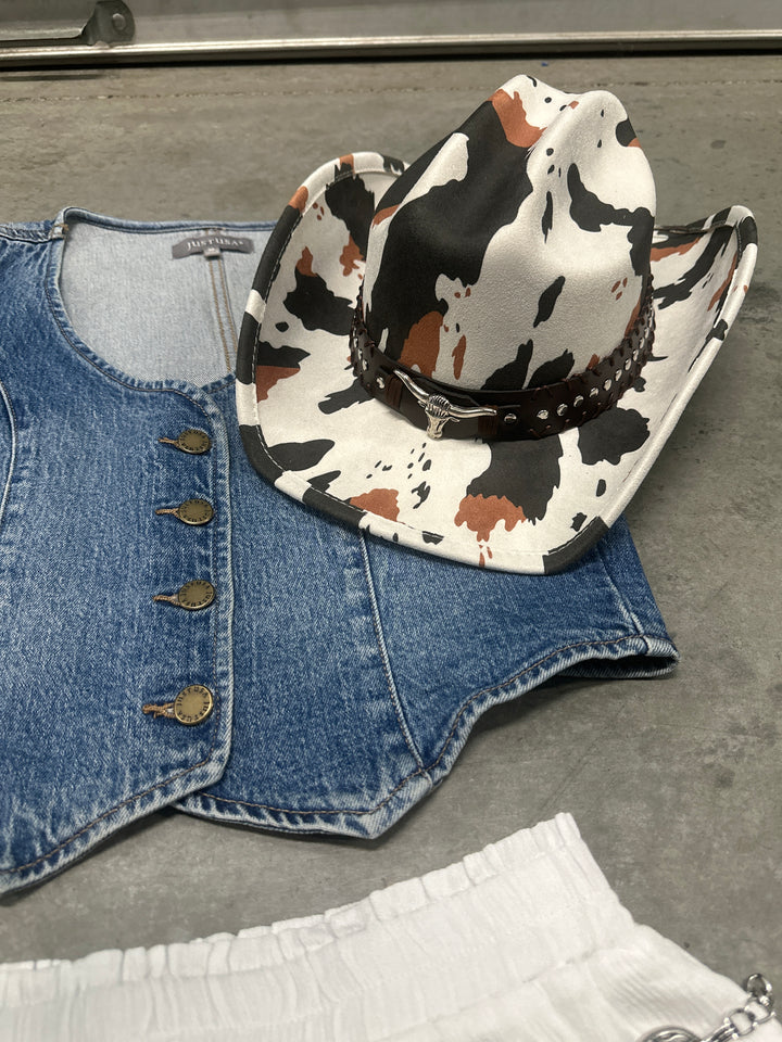 Bull Head Multi Cow Print Cowboy Hat