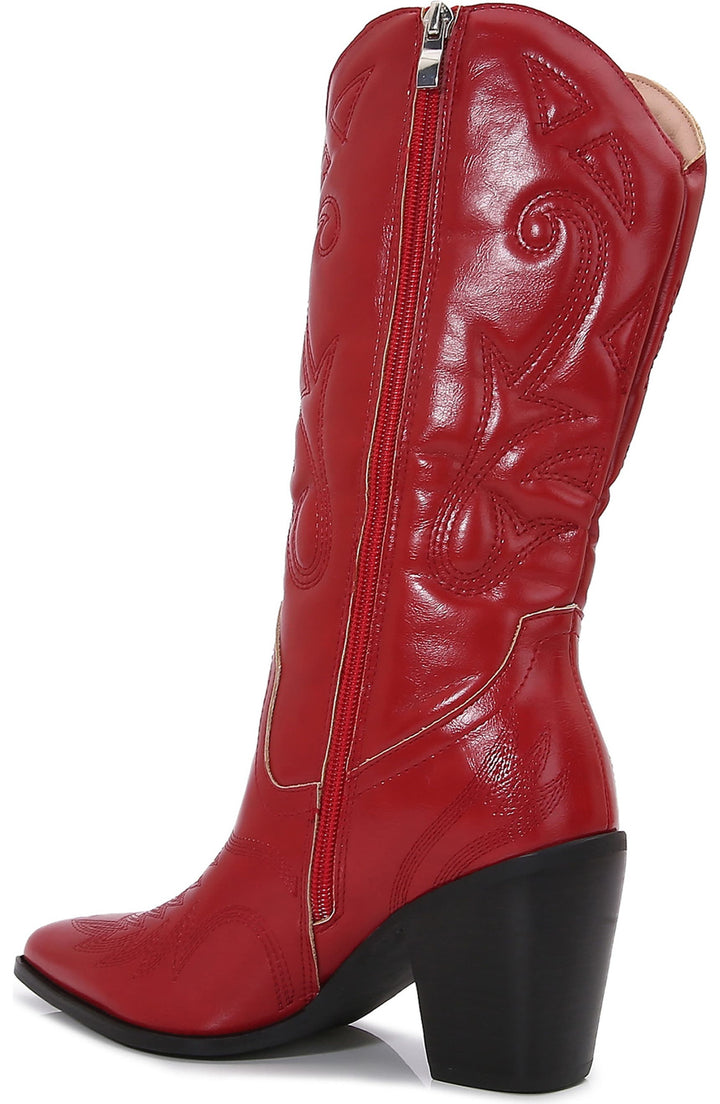 Western Red Cowboy Boots-Luceli