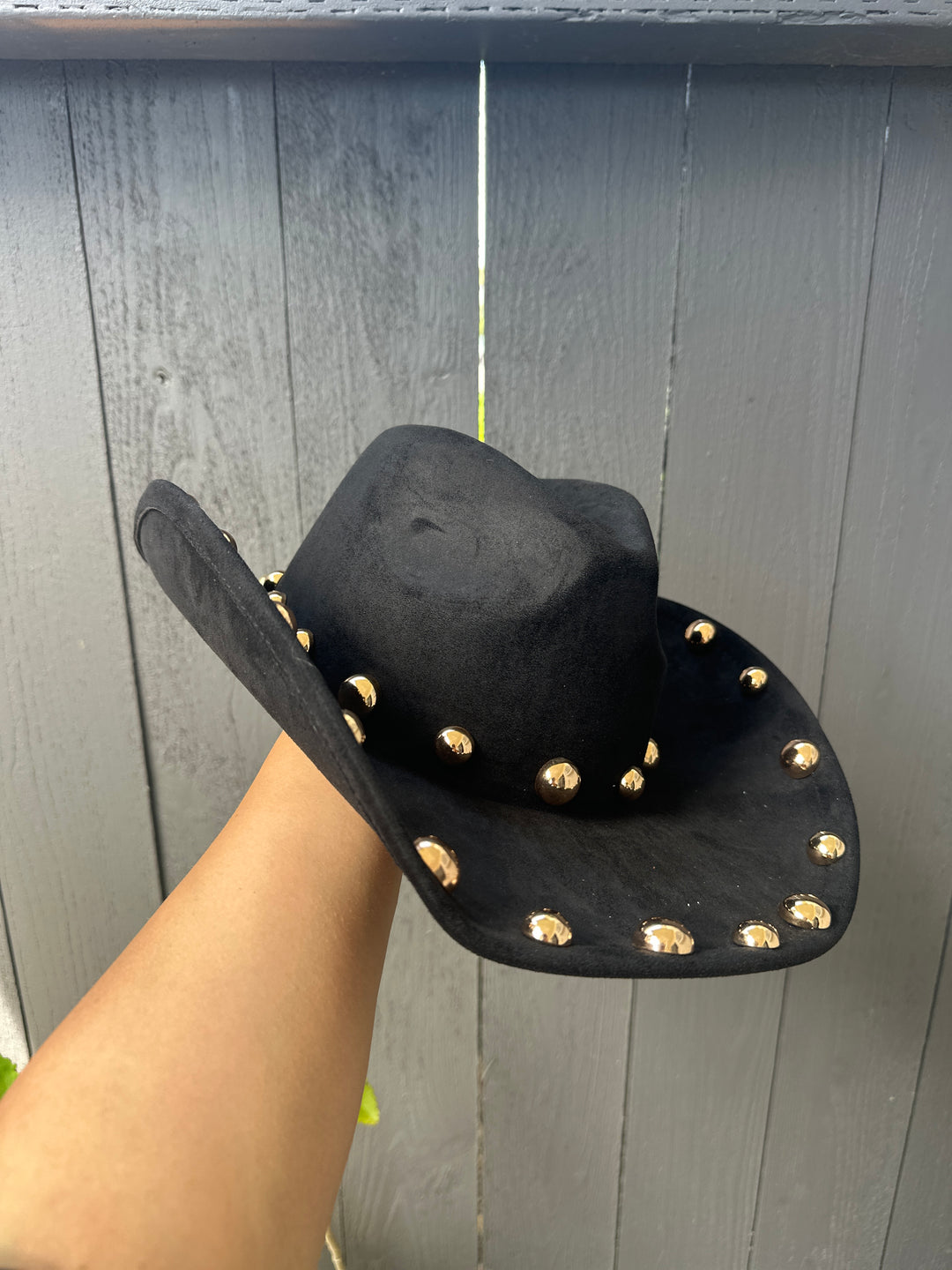 Black and Gold Studded Cowgirl Hat
