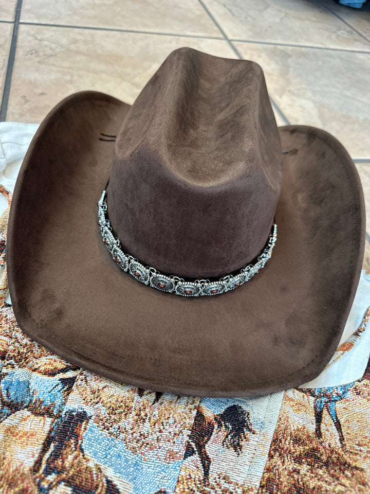 Chocolate Brown Cowboy Hat with Silver Concho Band