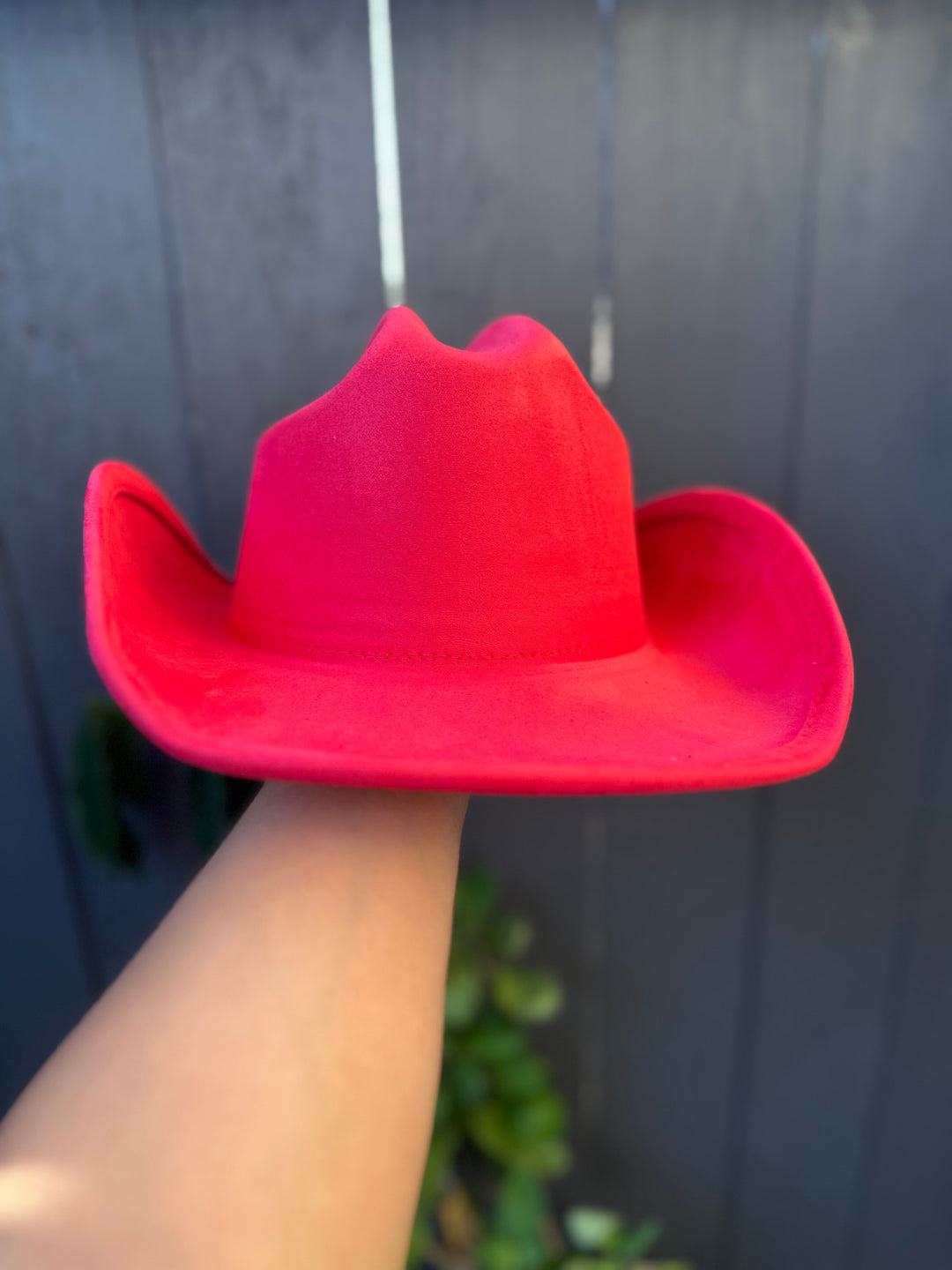 Solid Red Faux Suede Cowgirl Hat