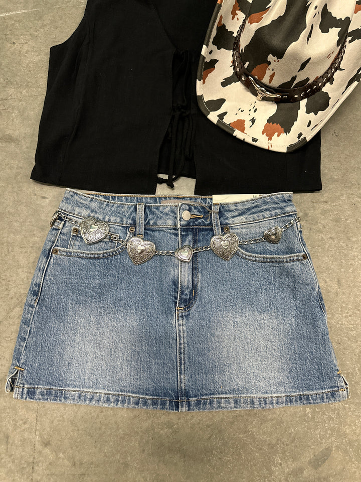 Light Denim Skirt with Slit