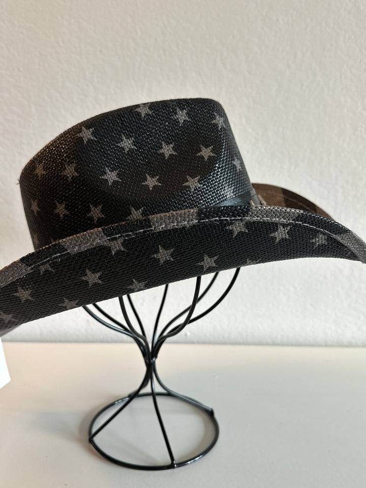 Black and White Patriotic American Flag Cowboy Hat