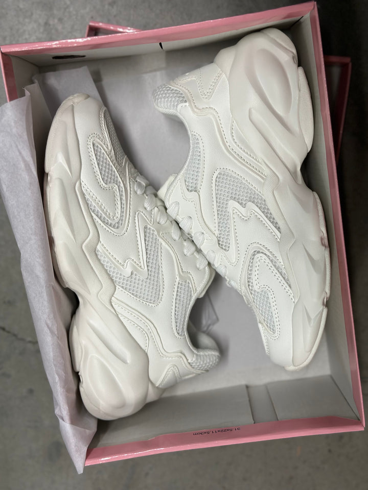 White Chunky Sneakers- Allison