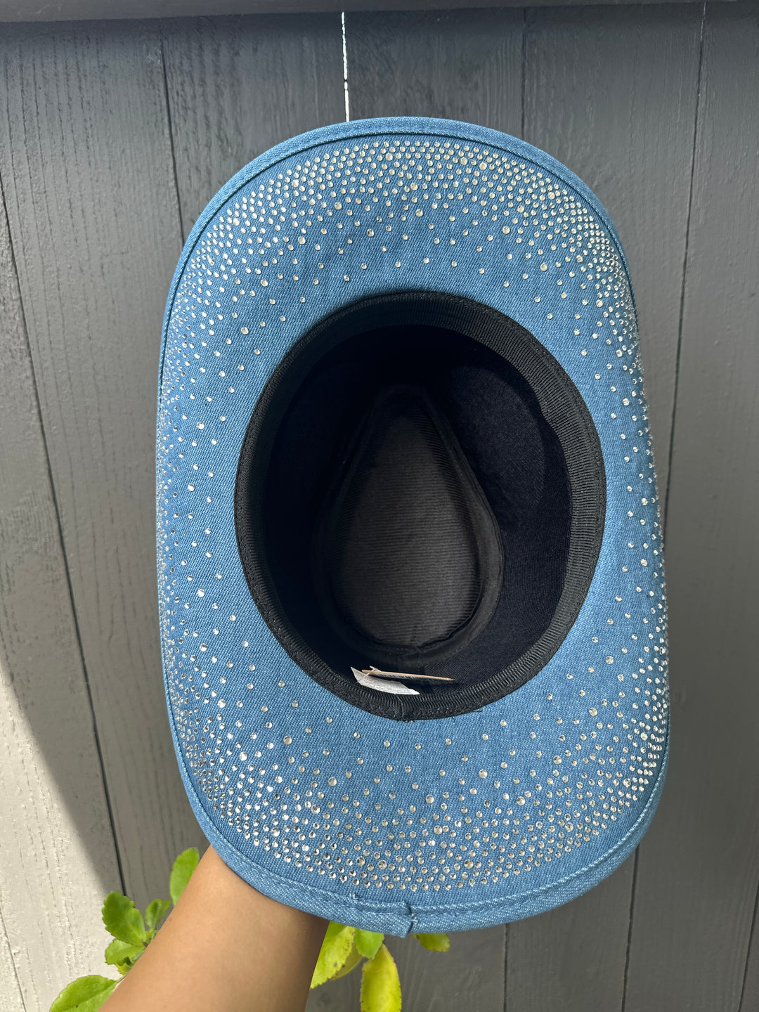 Blue Denim Cowgirl Hat with Rhinestones
