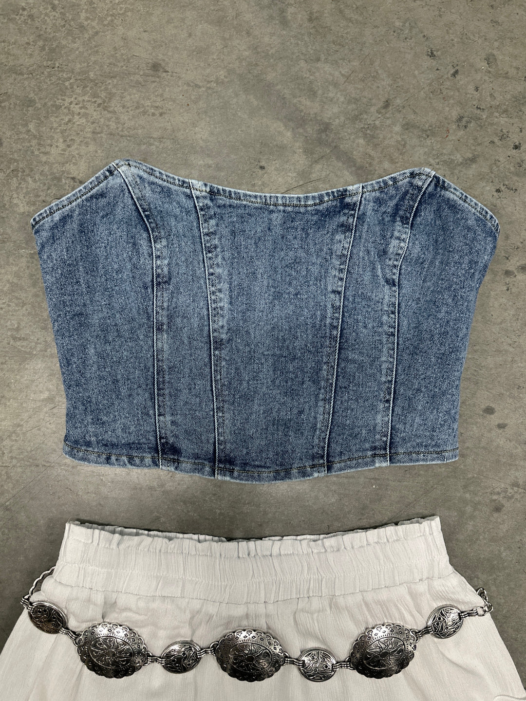 Strapless Denim Corset Top