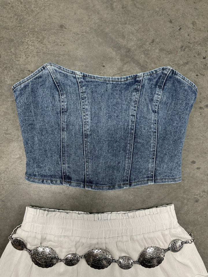 Strapless Denim Corset Top