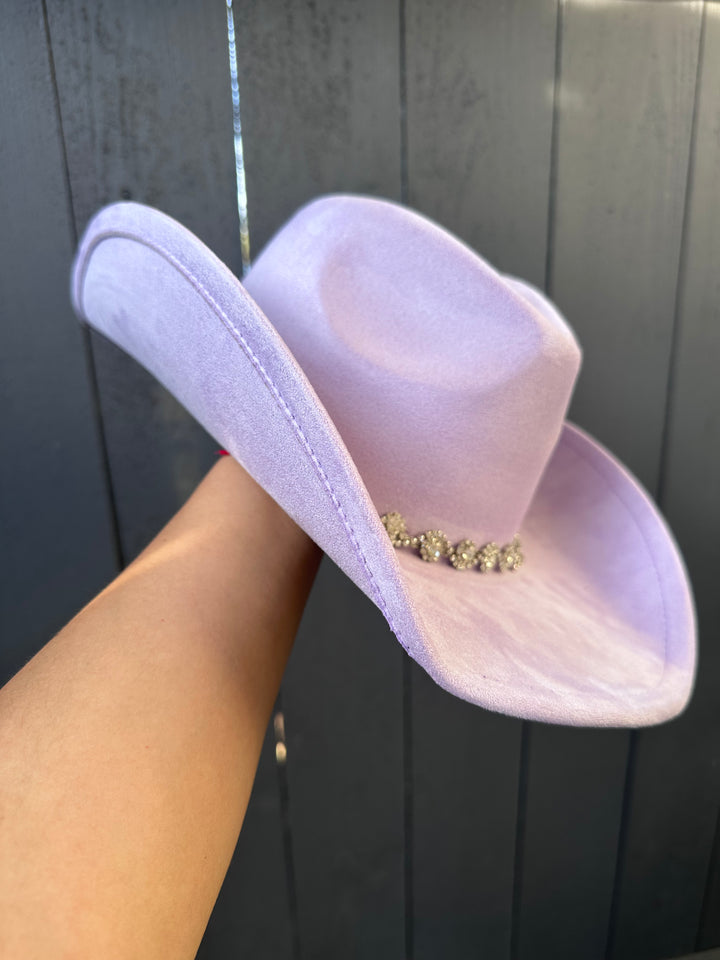 Chic Lavender Rhinestone-Embellished Cowgirl Hat