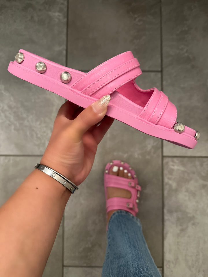 Amina Studded Slide - Baby Pink