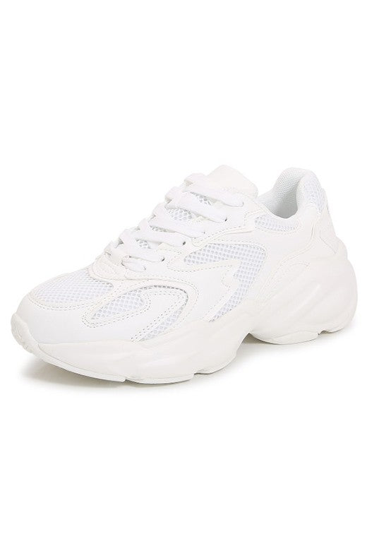 White Chunky Sneakers- Allison