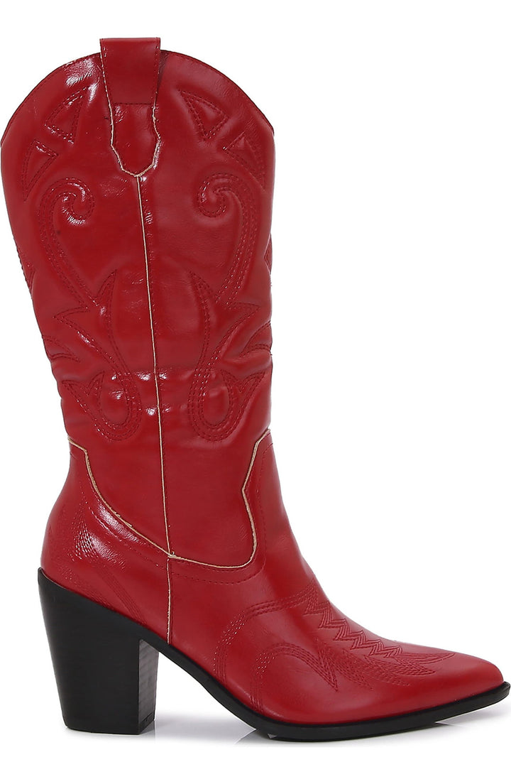 Western Red Cowboy Boots-Luceli