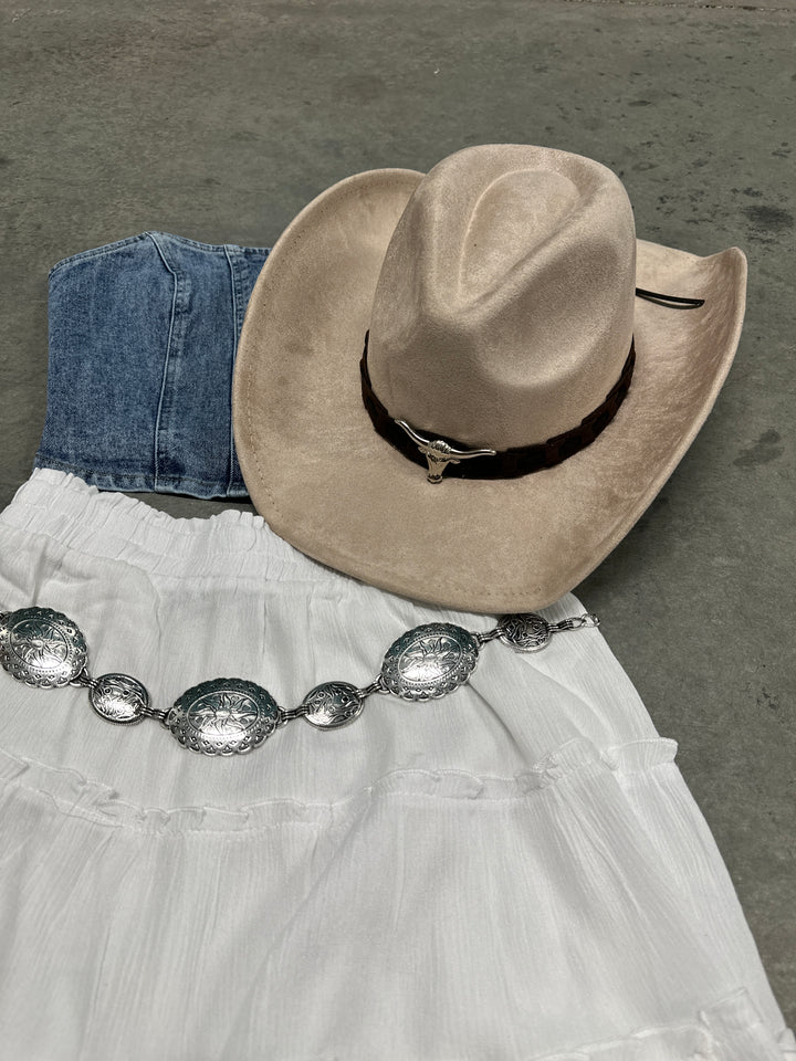 Bull Head Beige Cowboy Hat