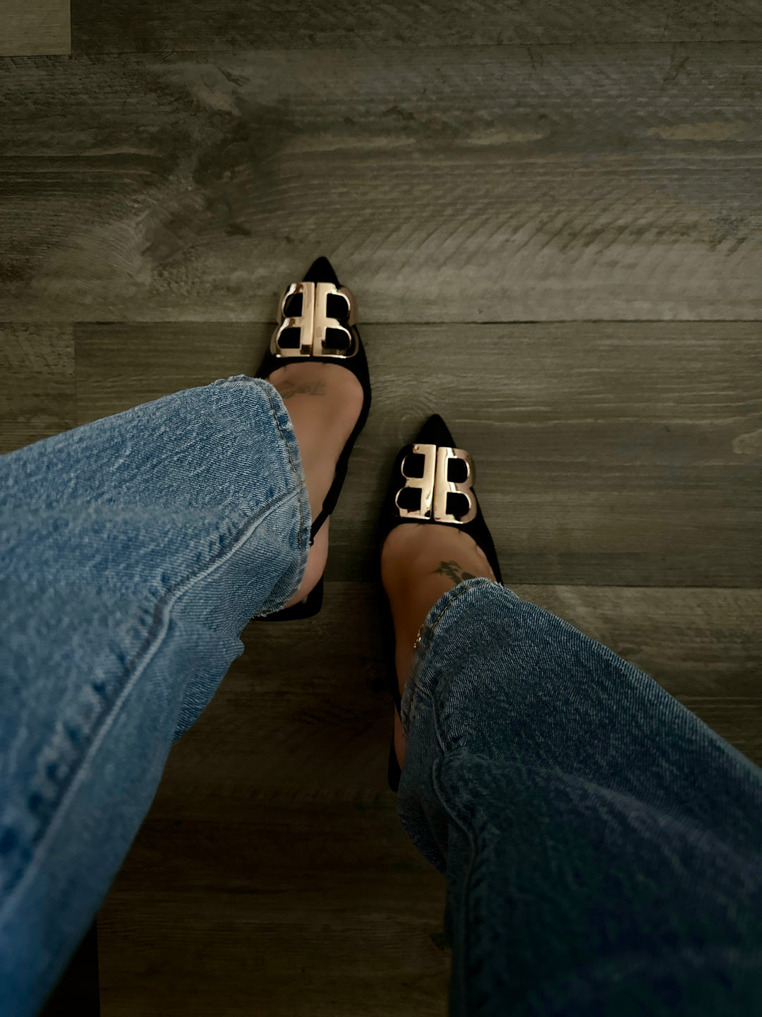 Black Nubuck Pointed Toe Slingback Heels- Savanna