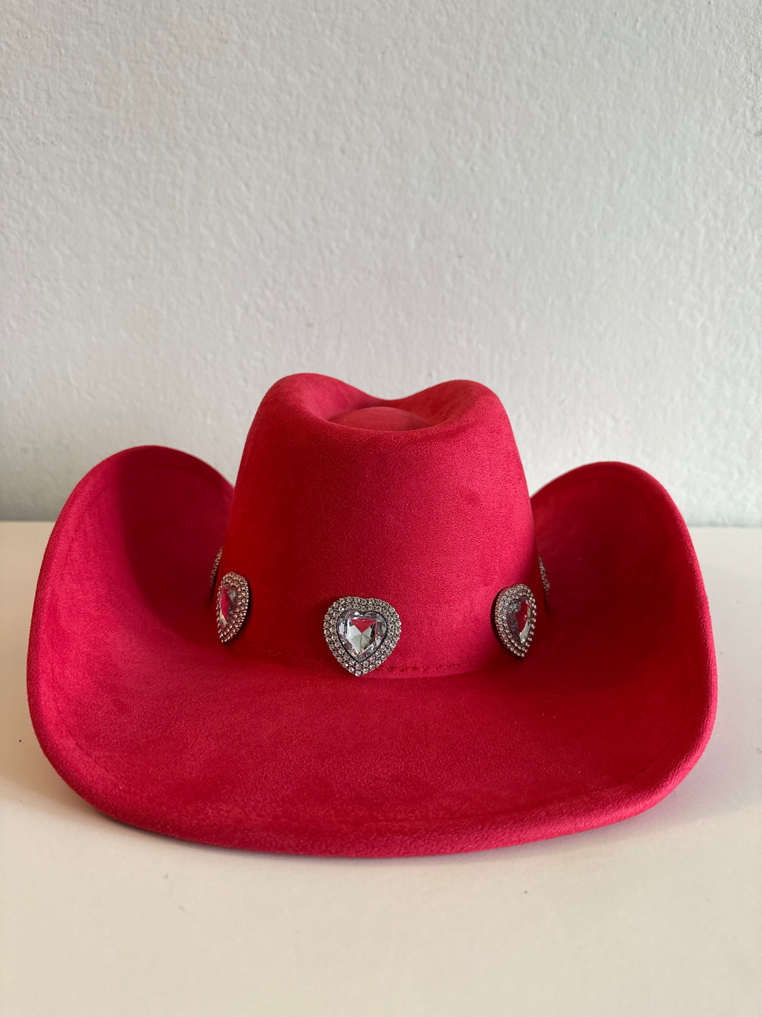 Red Cowboy Hat with Heart Rhinestones