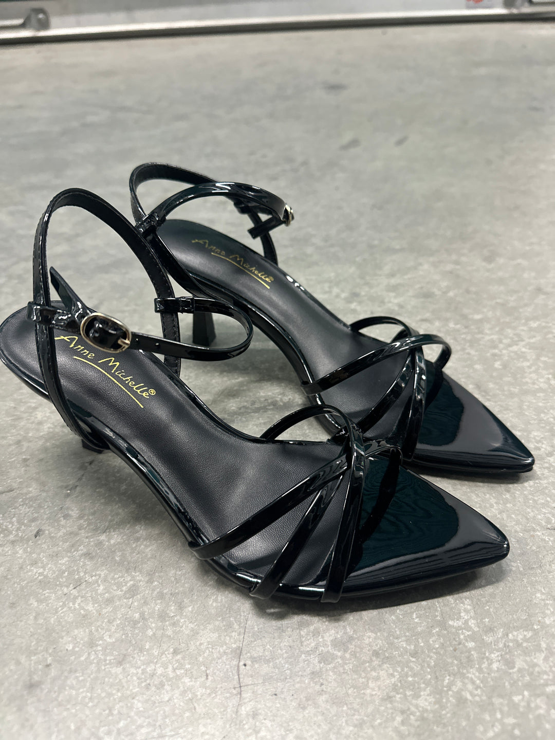 Patent Black Kitten Heel Mule- Susan