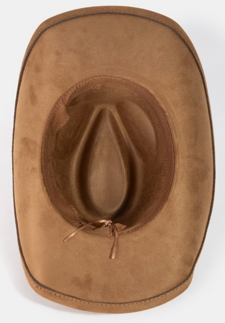 Brown Cowboy Hat with Braided and Studded Detail