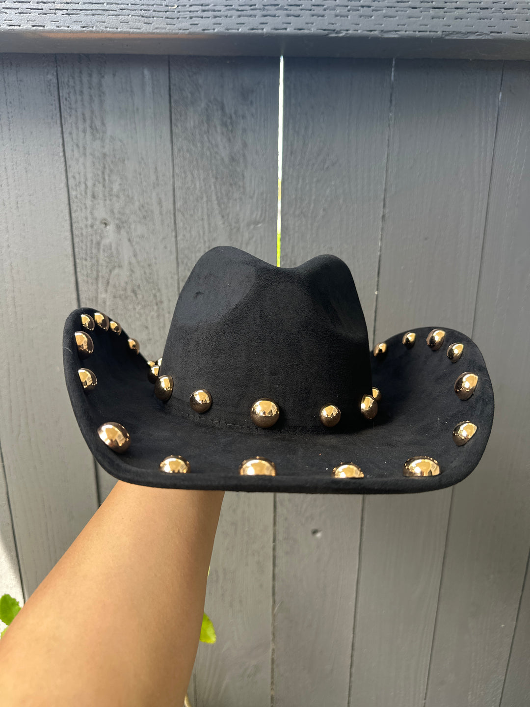 Black and Gold Studded Cowgirl Hat